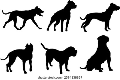 set of Bulldog Silhouette Vector	
