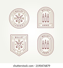 conjunto de viñetas ammo línea simple emblema de marca emblema plantilla de ilustración vectorial diseño