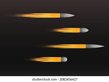 Set of bullet flying with high speed