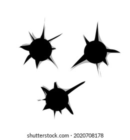 Set of Bullet Hole on white background. Vector