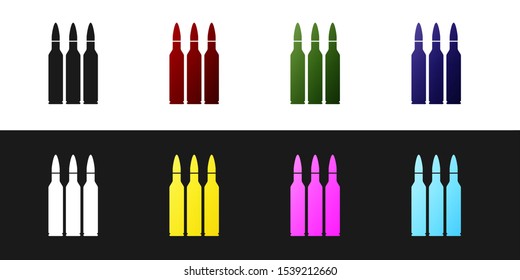 Set Bullet icon isolated on black and white background.  Vector Illustration
