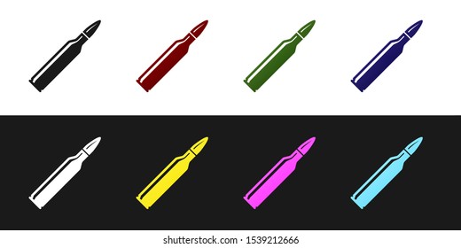 Set Bullet icon isolated on black and white background.  Vector Illustration