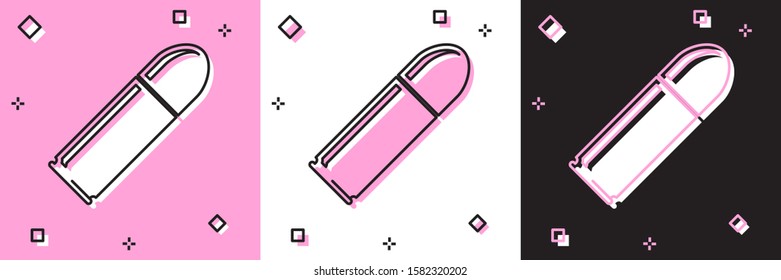 Set Bullet icon isolated on pink and white, black background.  Vector Illustration