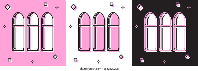 Set Bullet icon isolated on pink and white, black background.  Vector Illustration