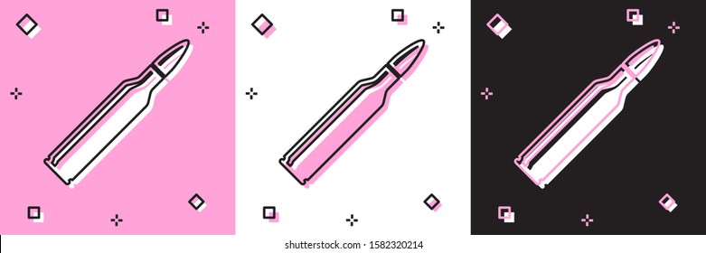 Set Bullet icon isolated on pink and white, black background.  Vector Illustration