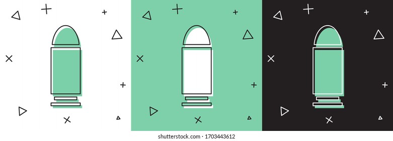 Set Bullet icon isolated on white and green, black background.  Vector Illustration