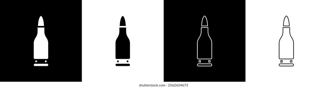 Set Bullet icon isolated on black and white background.  Vector