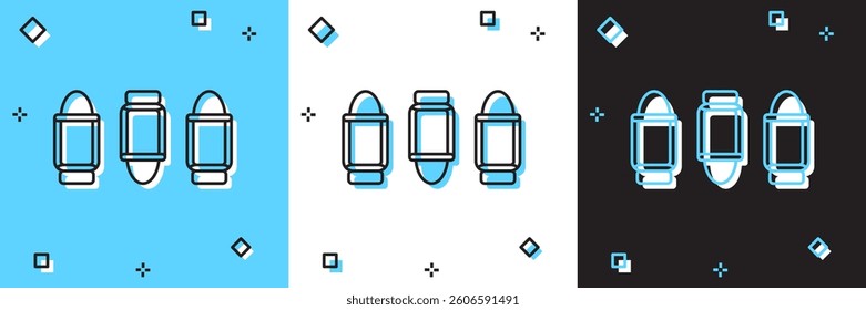 Set Bullet icon isolated on blue and white, black background.  Vector
