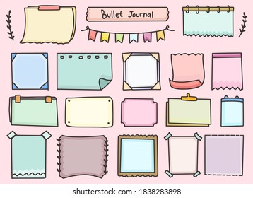 Set of bullet journal notes paper planning design