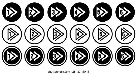Conjunto de puntos de bala de colección. Colección de punto de número de bala. Ilustración vectorial.