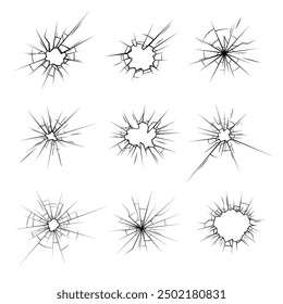 Conjunto de agujeros de bala, efecto de vidrio roto