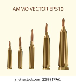 set of bullets. Gun bullets, ammo weapon. realistic bullets vector. ammo set 