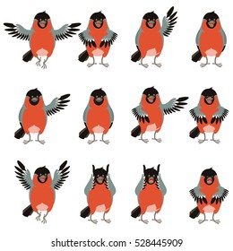 Set of bullfinches flat icons