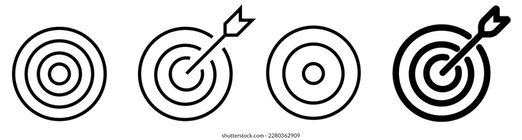 set of  bulls eye target arrow vector simple