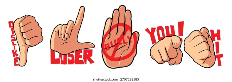 Set bullying vector illustration