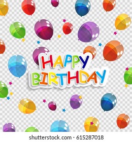 Set, Bunches and Groups of Color Glossy Helium Balloons Isolated on Transparent Background. Vector Illustration EPS10
