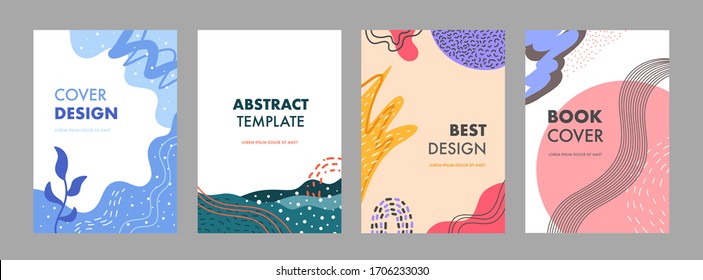 Paket mit abstrakten Titelbildern für den Geschäftsbericht, Broschüren, Flyer, Präsentationen, Broschüren, Magazine A4 Größe. Cover Template Design Vektorillustration mit kreativem künstlerischem Hintergrund.