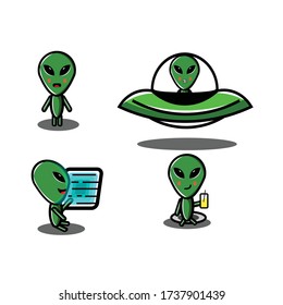 A Set Bundle Of AliensVector Cartoon