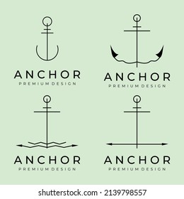 Set Bundle of Anchor Ship Yacht Luxury Badge Vector Logo