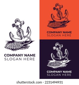 Set Bundle of Anchor Ship Yacht Luxury Badge Vector Logo, Illustration Vintage Design of Water