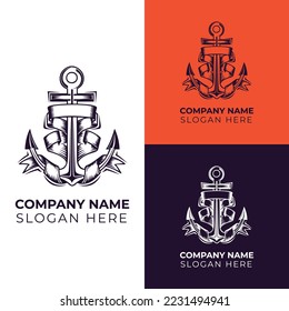 Set Bundle of Anchor Ship Yacht Luxury Badge Vector Logo, Illustration Vintage Design of Water