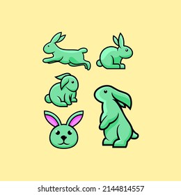 Set bundle animal rabbit design vector