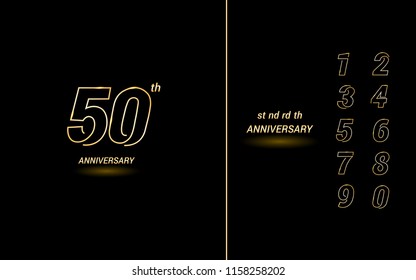 set and bundle anniversary golden logo vector illustration, can be use as logo for birthday, company anniversary flyer and brochure