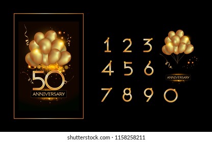 set and bundle anniversary golden logo vector illustration, can be use as logo for birthday, company anniversary flyer and brochure