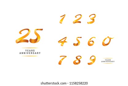 set and bundle anniversary golden logo vector illustration, can be use as logo for birthday, company anniversary flyer and brochure