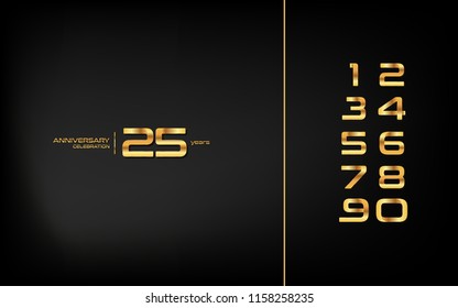 set and bundle anniversary golden logo vector illustration, can be use as logo for birthday, company anniversary flyer and brochure