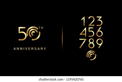set and bundle anniversary golden logo vector illustration, can be use as logo for birthday, company anniversary flyer and brochure