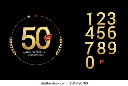 set and bundle anniversary golden logo vector illustration, can be use as logo for birthday, company anniversary flyer and brochure