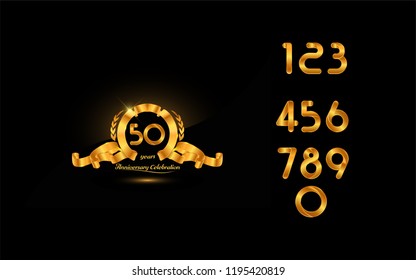set and bundle anniversary golden logo vector illustration, can be use as logo for birthday, company anniversary flyer and brochure