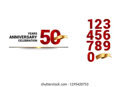 set and bundle anniversary red number logo vector illustration, can be use as logo for birthday, company anniversary flyer and brochure