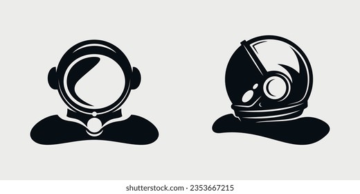 Set Bundle Astronaut Helmet, Space Walk Travel Logo Design Illustration.