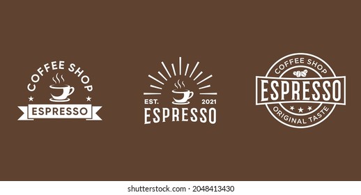 set bundle badge coffee retro style