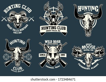 set bundle badge design of hunting animal