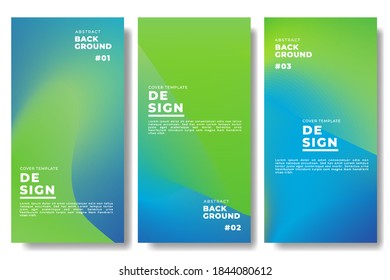 Set Bundle Banner Event And Festival. Green and Blue Gradations Background Poster Template. Blend Abstract Background Business Flyer And Brochure. Vector Cover For Magazine and Social Media story