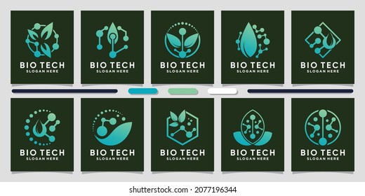 Set bundle of bio technology logo design with creative element Premium Vector