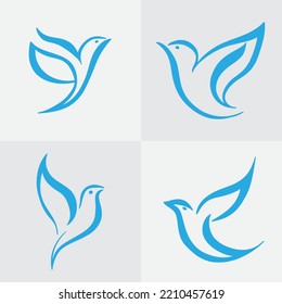 set bundle bird simple line art logo icon premium vector