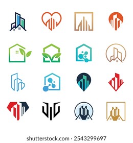 Definir design de logotipo de construção de pacote conceito exclusivo Premium Vetor Parte 4
