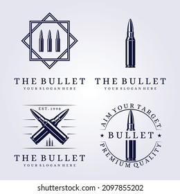 set and bundle of bullet icon symbol logo, isolated bullet brand icon circle badge vector illustration design