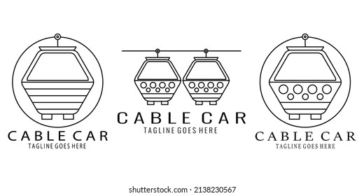 set bundle cable car logo design, icon, vector, illustration