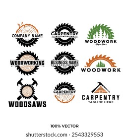 set Bundle Carpentry Logo Design vetorial Ilustração