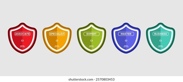 Set bundle certify colorful vector illustration.