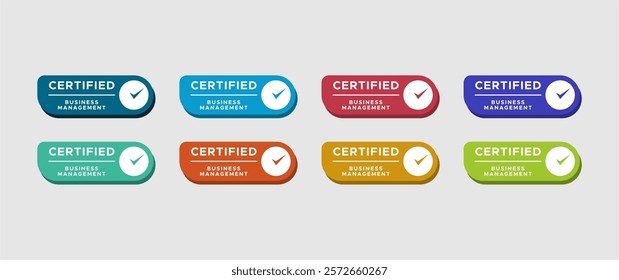 Set bundle certify colorful vector illustration.