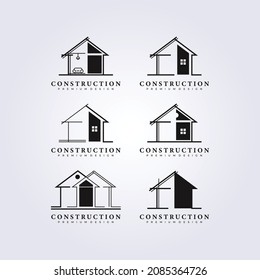 set and bundle of construction industry logo icon symbol vector illustration graphic design