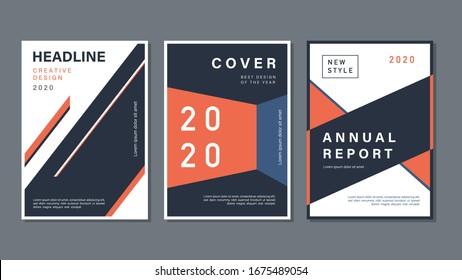 Set bundle of Cover Design Annual Report, Brochures, Flyers, Presentations, Leaflet, Magazine A4 Size. Cover template design vector with geometric shapes background.