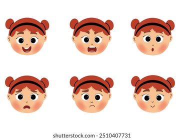 conjunto ou pacote de emoticons de expressão facial infantil bonito