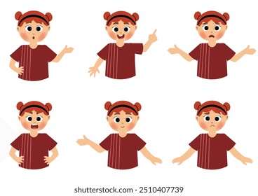 set or bundle of cute child facial expression emoji emoticons